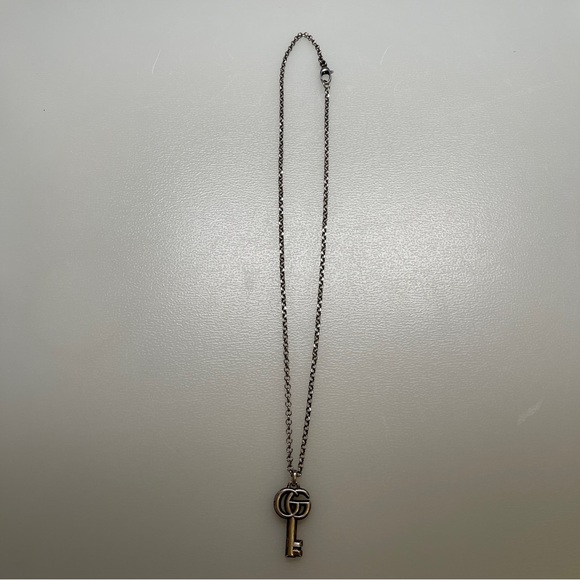 GUCCI Double G Sterling Silver 925 Key Necklace G charm - Picture 7 of 7
